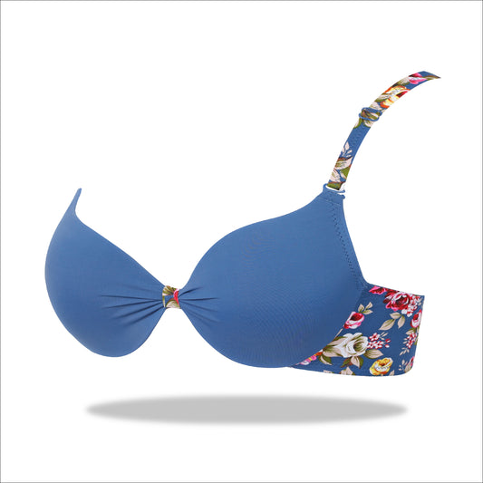Blue Padded Printed Floral Essence with Stretchable Straps