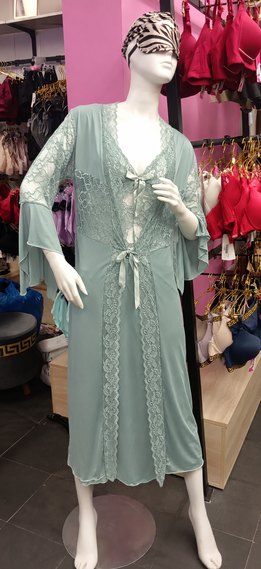 Luxury Lace Nightwear Long Full Length - Sea Green