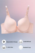Espico Pink Padded Wired T-Shirt Bra - Skin