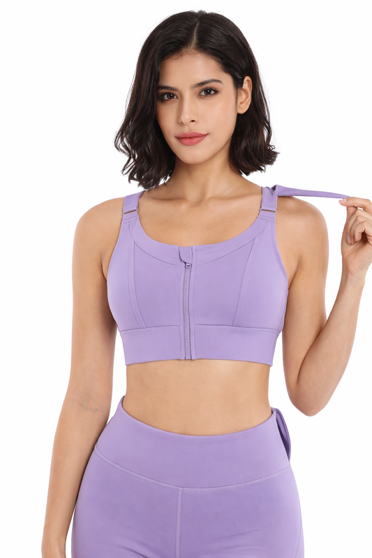 Luxe High Impact Adjustable Sports Bra - Beige