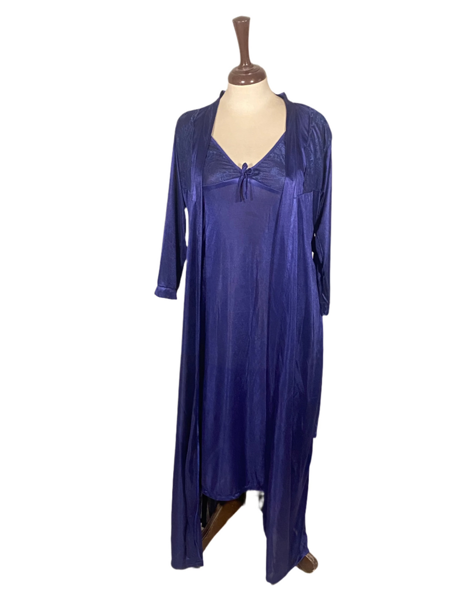 Maroon Full Length Bridal Nighty for Special Occasion (Cami + Gown + Ribbon)