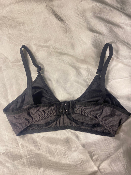 Black Luxury Knitted Cotton with Lace Bra
