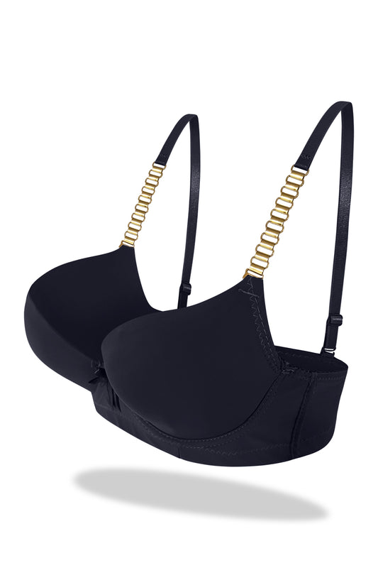 Black Premium Padded Bra with stylish Straps