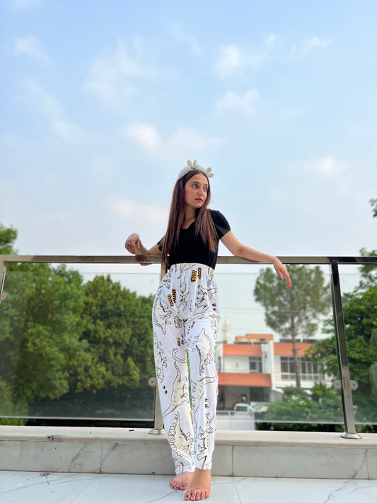 Luxe Cotton Trousers - White Dinosaur