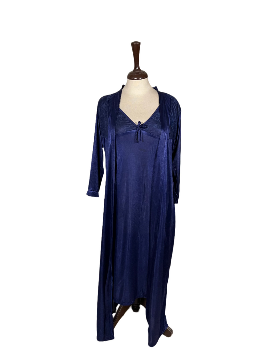 Maroon Full Length Bridal Nighty for Special Occasion (Cami + Gown + Ribbon)