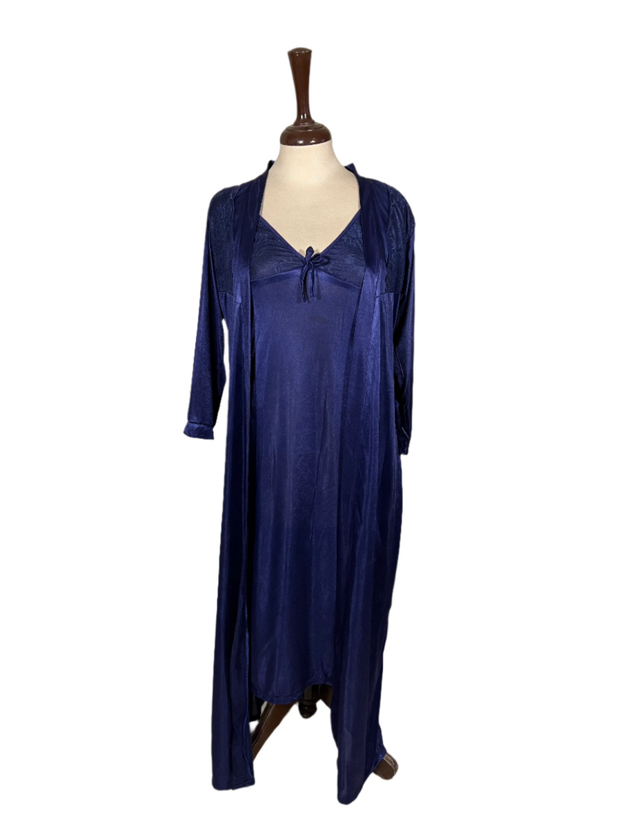 Maroon Full Length Bridal Nighty for Special Occasion (Cami + Gown + Ribbon)