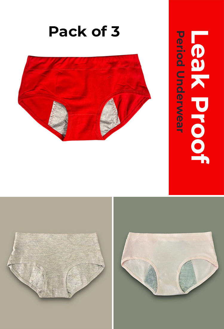 (Pack of 3) Leak Proof Double Layered Period Underwear