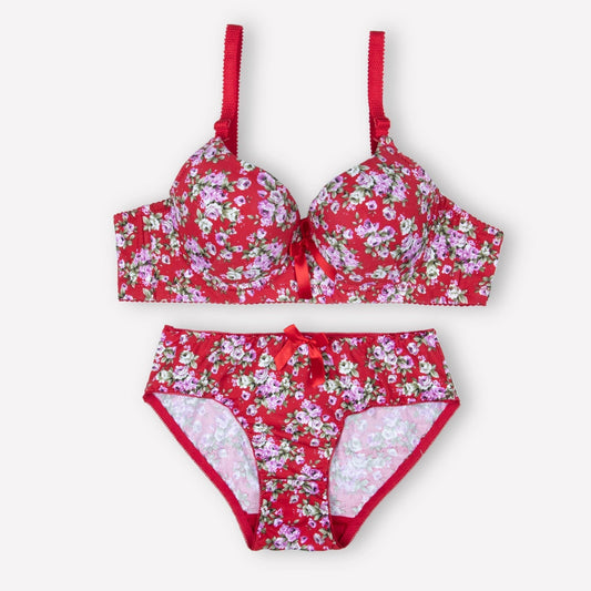 Pack Of 3 (Pink+Red+Blue) - Floral Padded Set