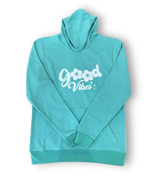 Light Green Good Vibes Hoodie For Her