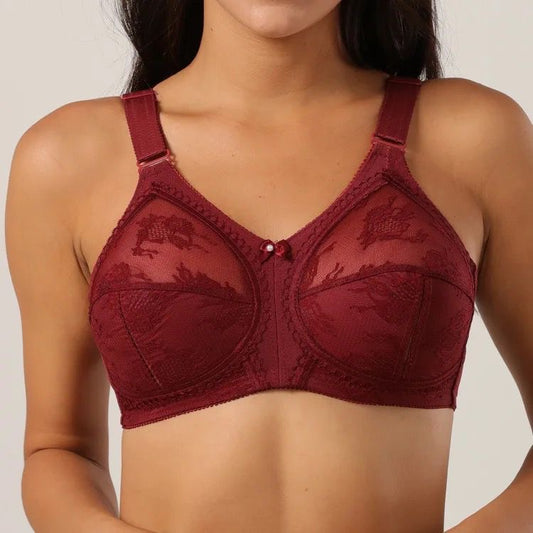 Maroon Doreen Bra - Cotton Full Coverage Non-Padded Wirefree Bra