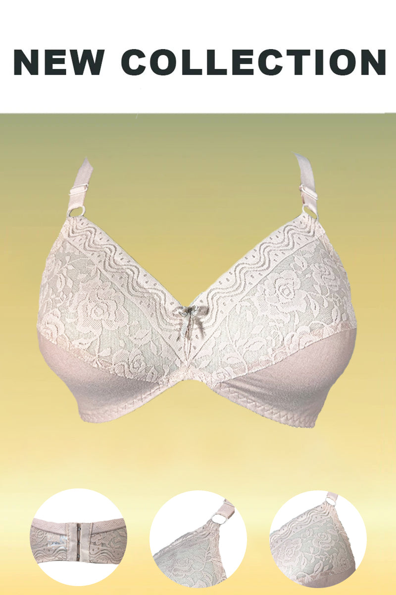 Maroon Luxury Non Padded Knitted Cotton Bra with Soft Mesh