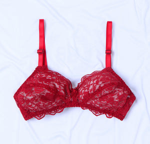 Daisy - Full Soft Net Stretchable Non-Wired Bra - Espicopink