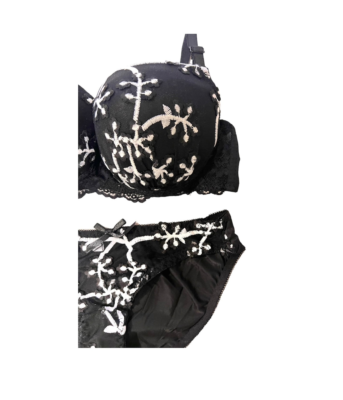 Black & White Wedding Padded Bra and Panty Set