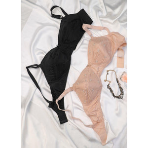 Lavender - Cotton Padded Wirefree Embroidered Bra - Espicopink