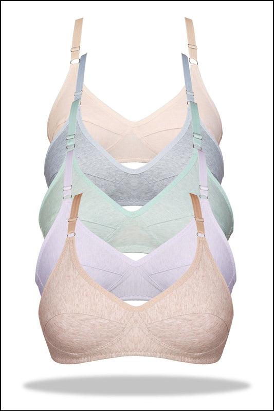 Pack of 5 Luxury Everyday Knitted Cotton Bras
