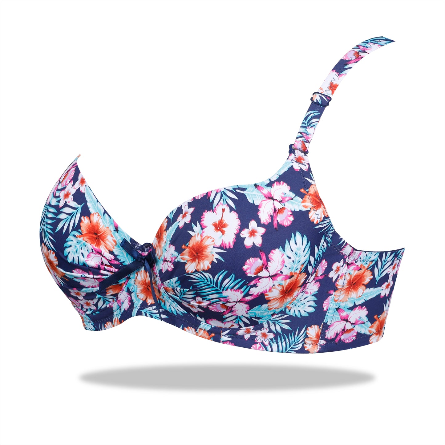 Floral Crinkled Bra - Padded with stretchable floral straps