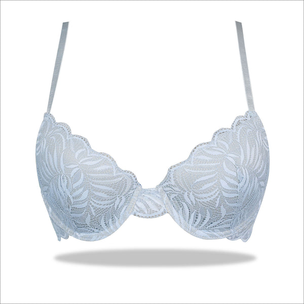 Victoria Secret Bra 34D Padded Plunge Blue Silver Met… - Gem