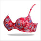 Red Floral Crinkled Bra - Padded with stretchable floral straps