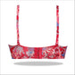 Red Floral Crinkled Bra - Padded with stretchable floral straps