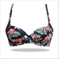 Red Floral Crinkled Bra - Padded with stretchable floral straps