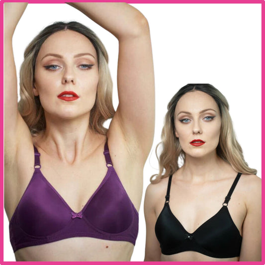 Pack Of 2 (Purple & Black) - Clarkia Padded Non Wired Bra