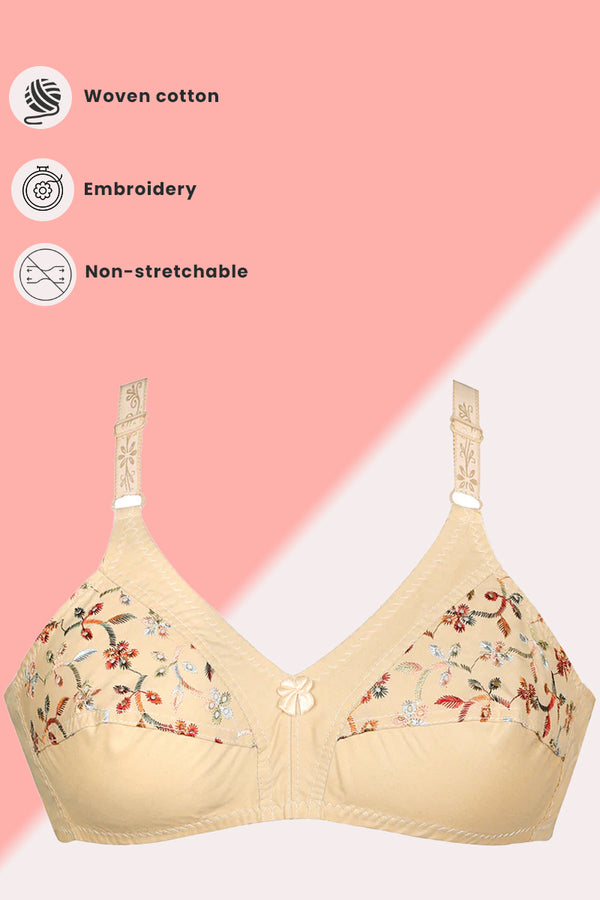 Camellia Multi Color Embroidered Cotton Bra