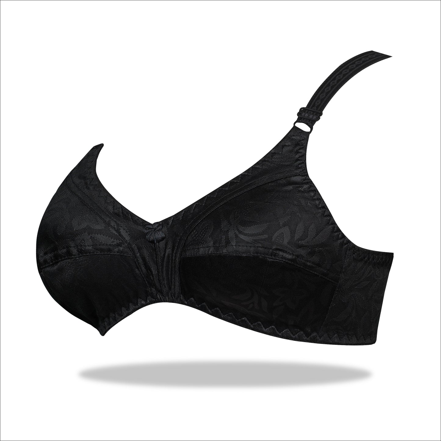 Black Floral Self Printed Nylon Bra for Everyday Wear