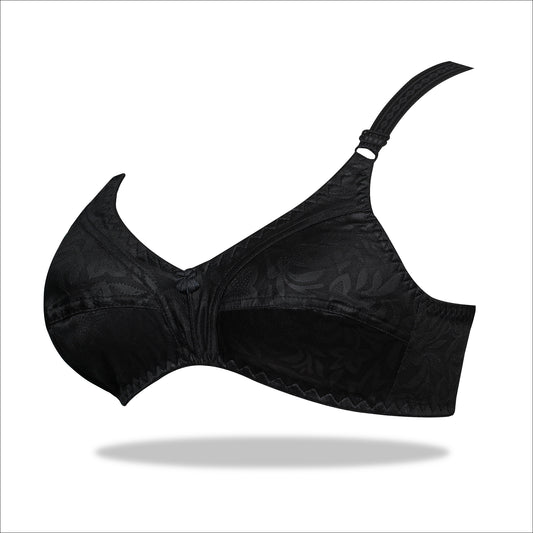 Black Floral Self Printed Nylon Bra for Everyday Wear