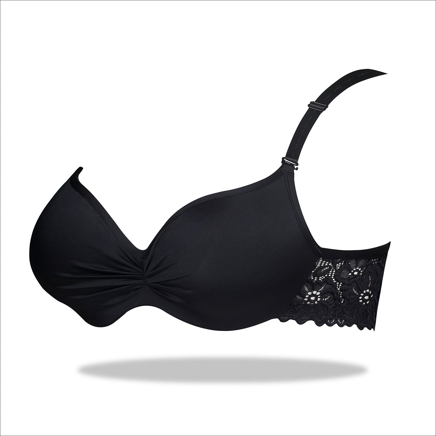 Black Crinkled Luxury Turkish Imported Padded Bra with Mesh Bands