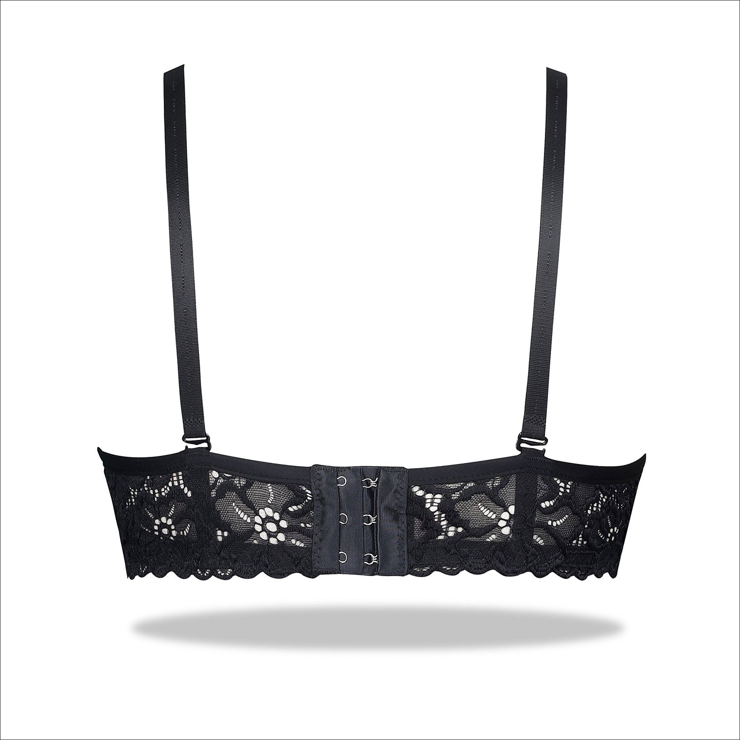 Black Crinkled Luxury Turkish Imported Padded Bra with Mesh Bands