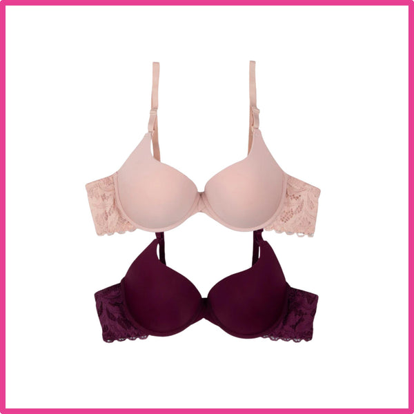 Pack Of 2 (Skin & Maroon) - Sugar Lacy Bra