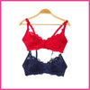 Pack Of 2 (Blue & Maroon) - Broom - Wired / Non-Wired Light Padded European Lace Bra