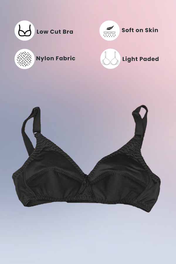 Black Cosmos - Light Padded Nylon Bra