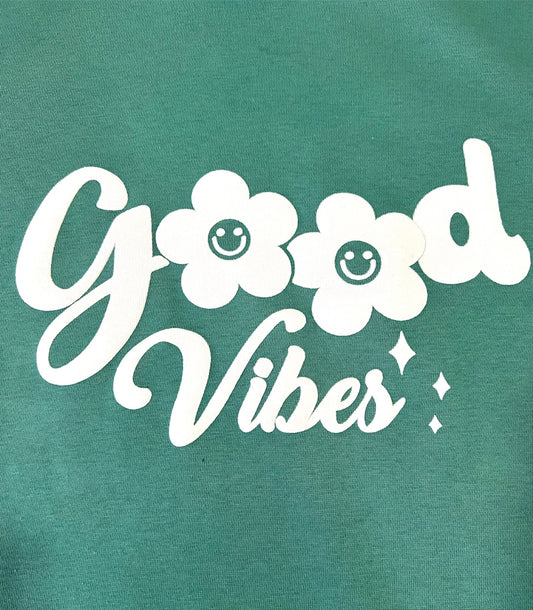 Dark Green Good Vibes Hoodie For Her