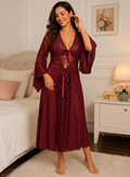 Luxury Lace Nightwear Long Full Length - Black