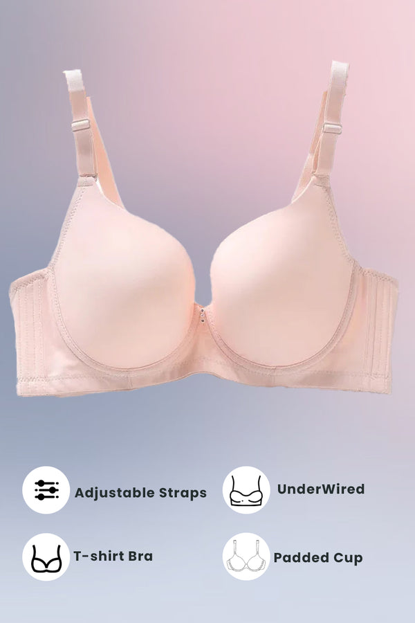 Espico Pink Padded Wired T-Shirt Bra - Skin