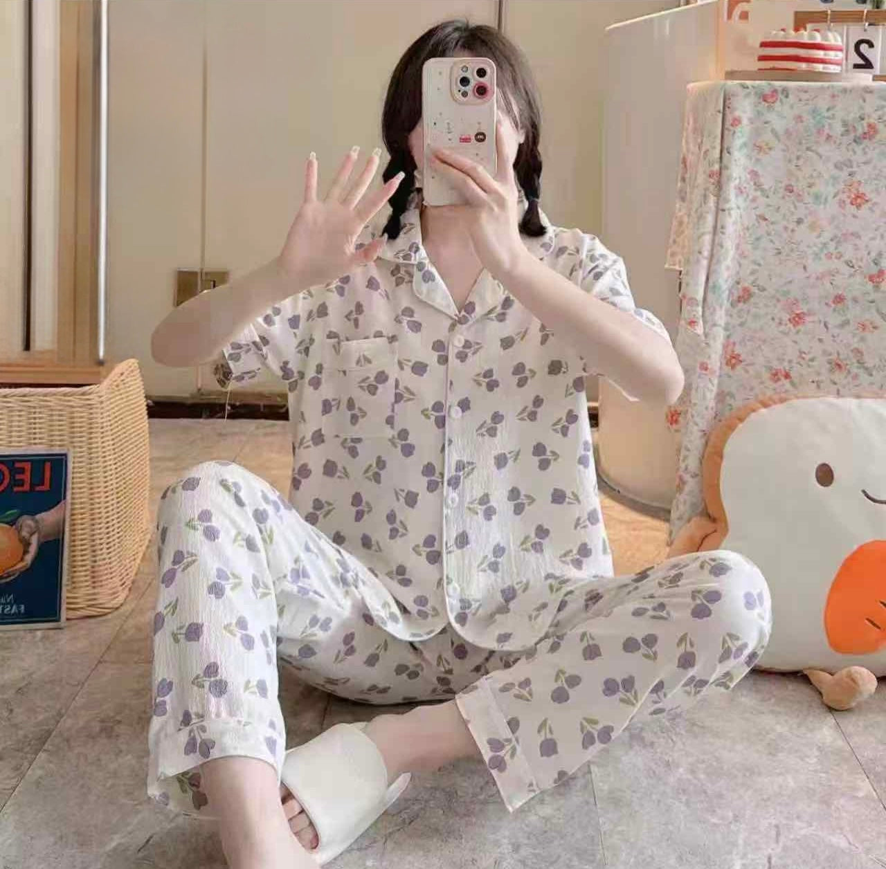 Imported Cotton Printed Loungewear - Half Sleeves