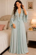 Luxury Fur Nighty Long Full length - Sea Green