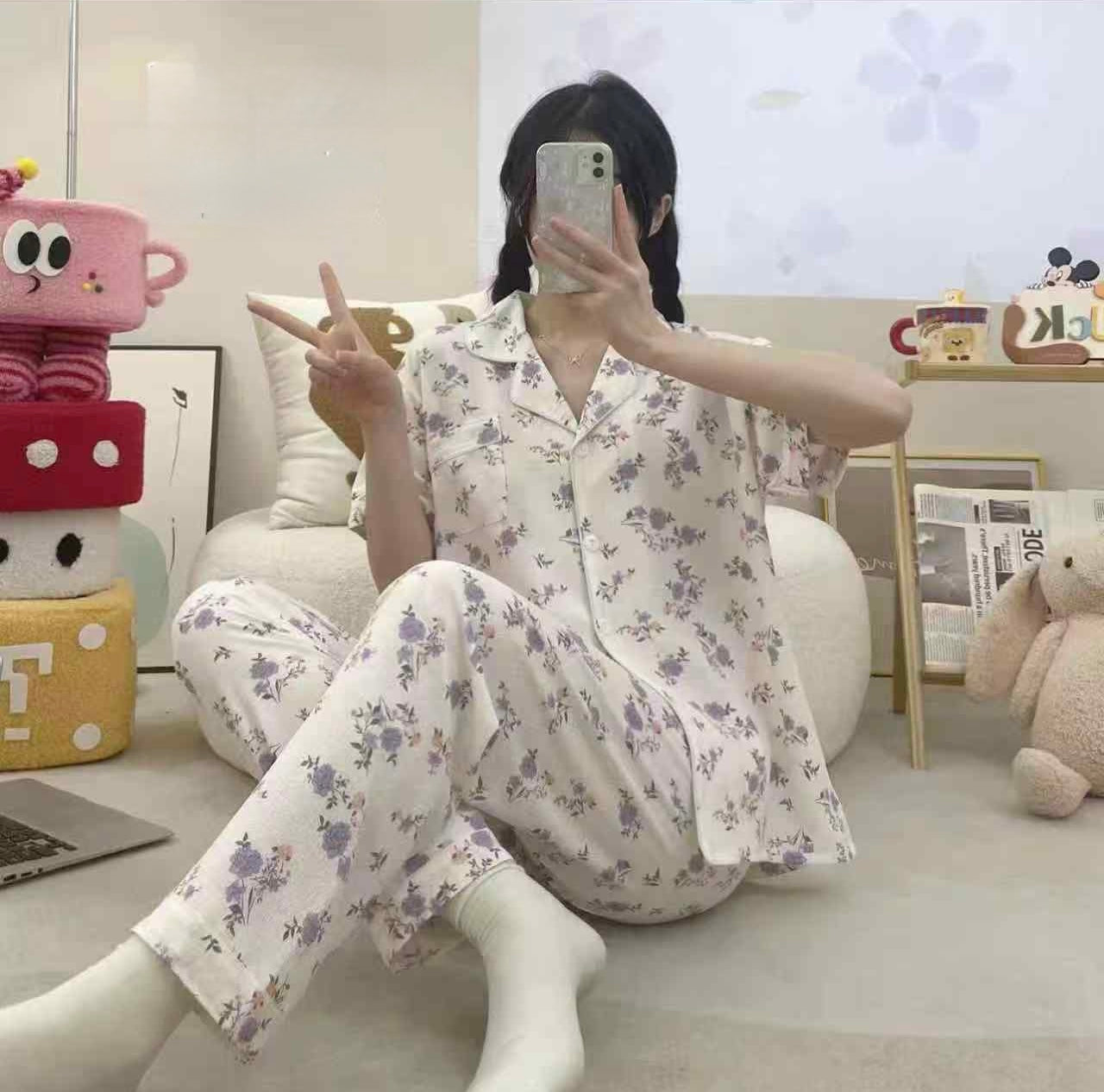 Imported Cotton Printed Loungewear - Half Sleeves