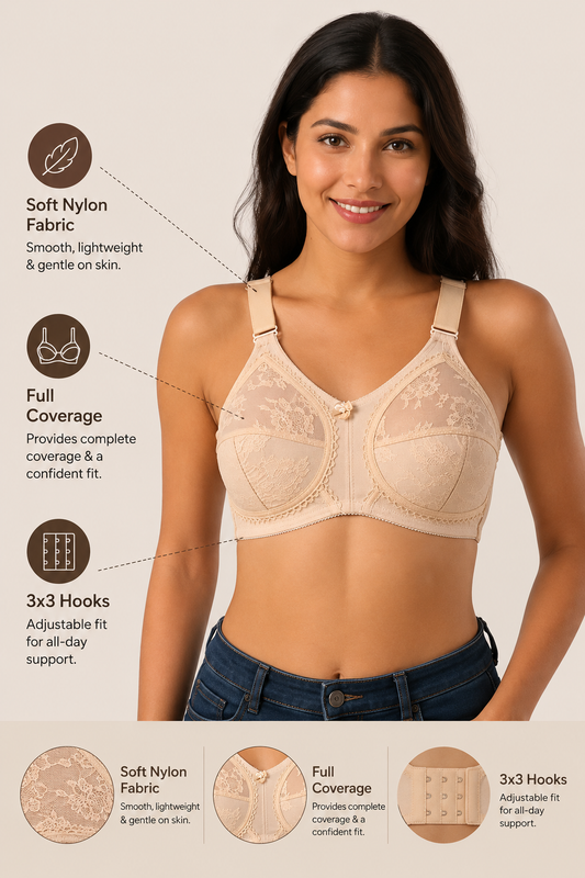 Skin Doreen Bra - Cotton Full Coverage Non-Padded Wirefree Bra