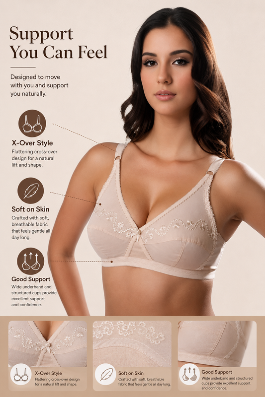 Love-In-The-Mist - Cross Over Embroidered Non-Padded Wirefree Bra