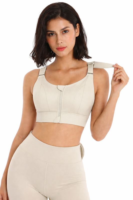 Luxe High Impact Adjustable Sports Bra - Beige