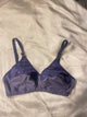 Blue Luxury Knitted Cotton with Lace Bra