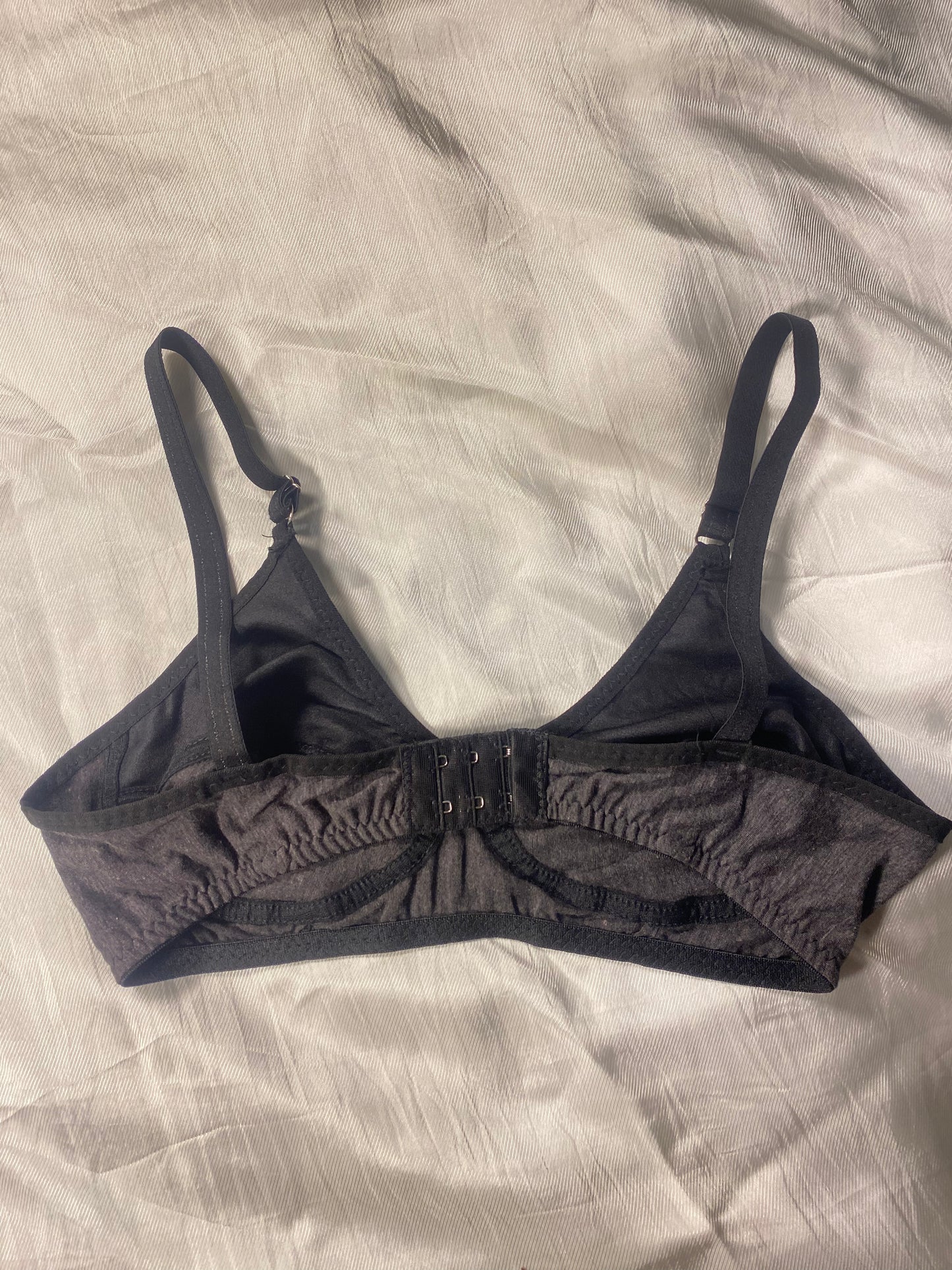 Black Luxury Knitted Cotton with Lace Bra