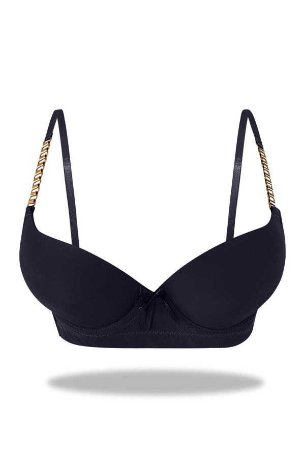 Black Premium Padded Bra with stylish Straps