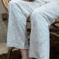 Luxe Cotton Trousers - White Light Flower