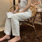 Luxe Cotton Trousers - White Light Flower
