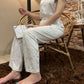 Luxe Cotton Trousers - White Light Flower