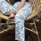Luxe Cotton Trousers - Grey Flowers