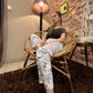 Luxe Cotton Trousers - Grey Flowers